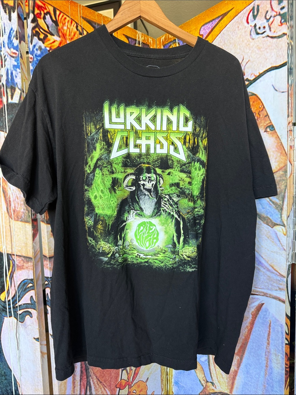 Lurking class Men’s Black Graphic Tee with Neon Green Print